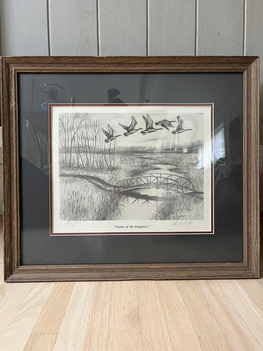 Vintage framed N. Luloff "Giants Of The Purgatory" print