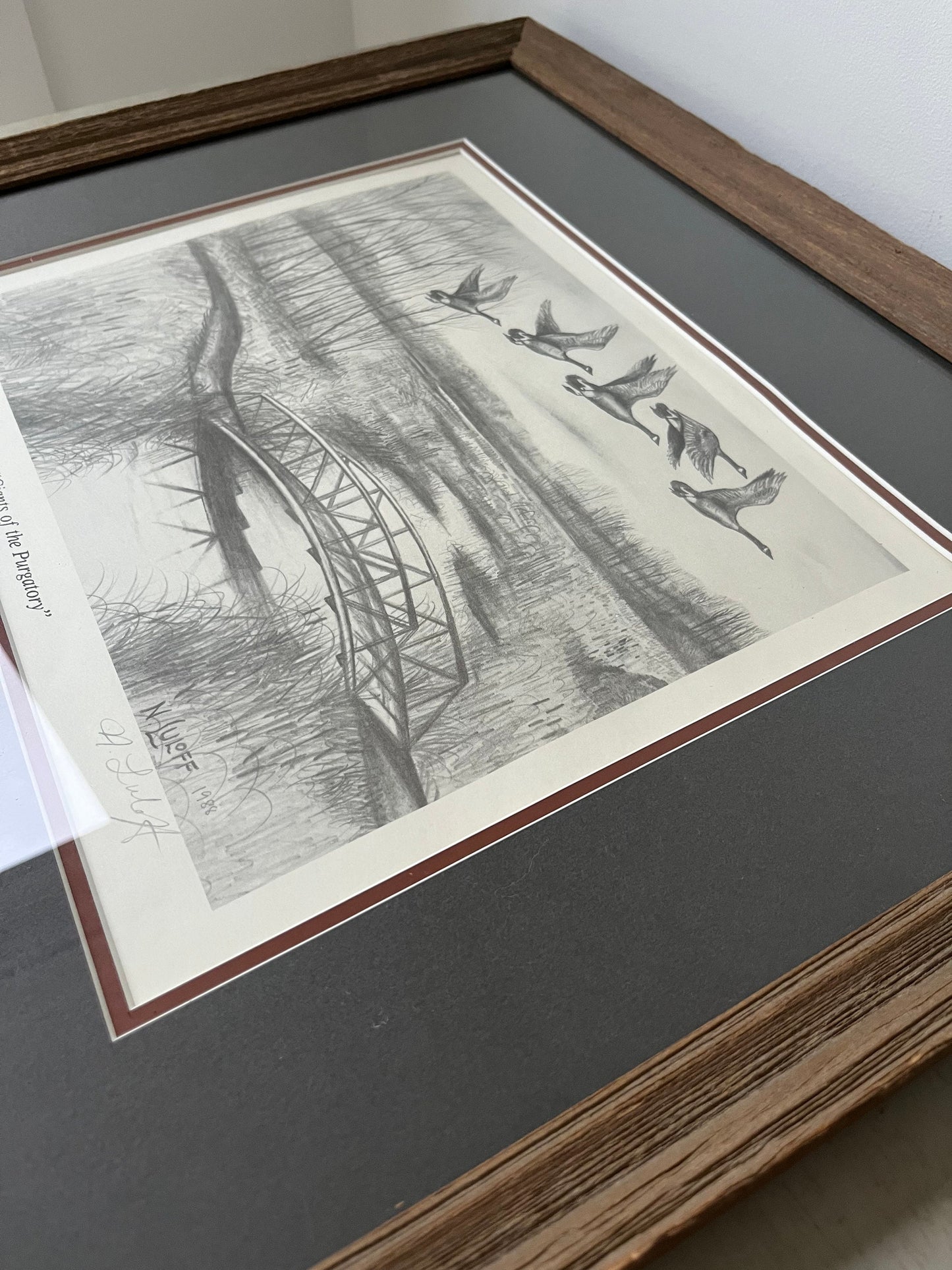 Vintage framed N. Luloff "Giants Of The Purgatory" print