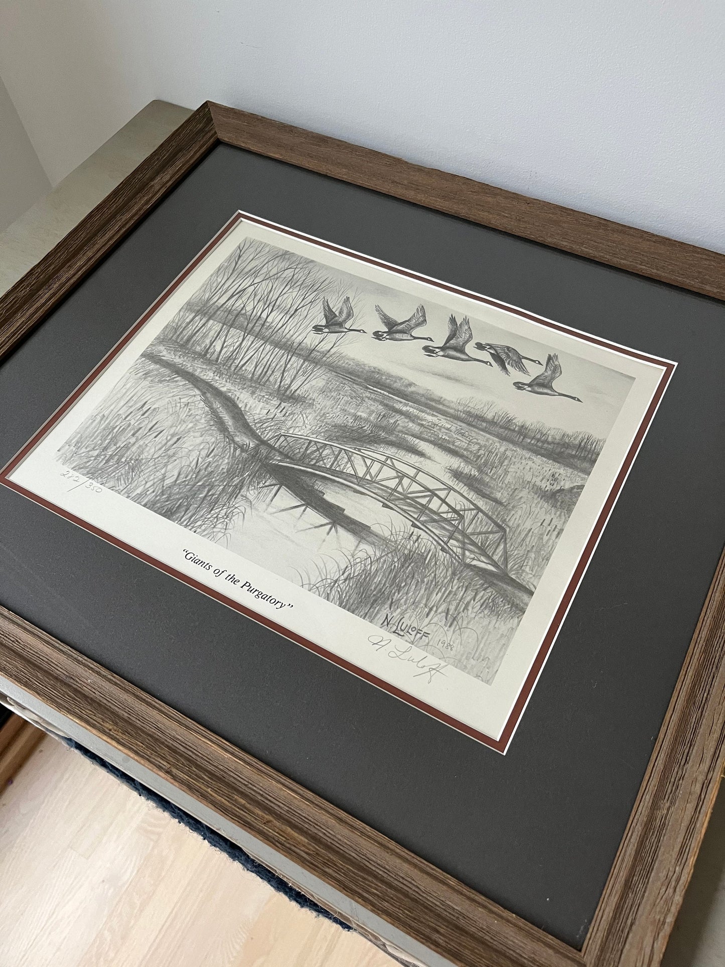 Vintage framed N. Luloff "Giants Of The Purgatory" print