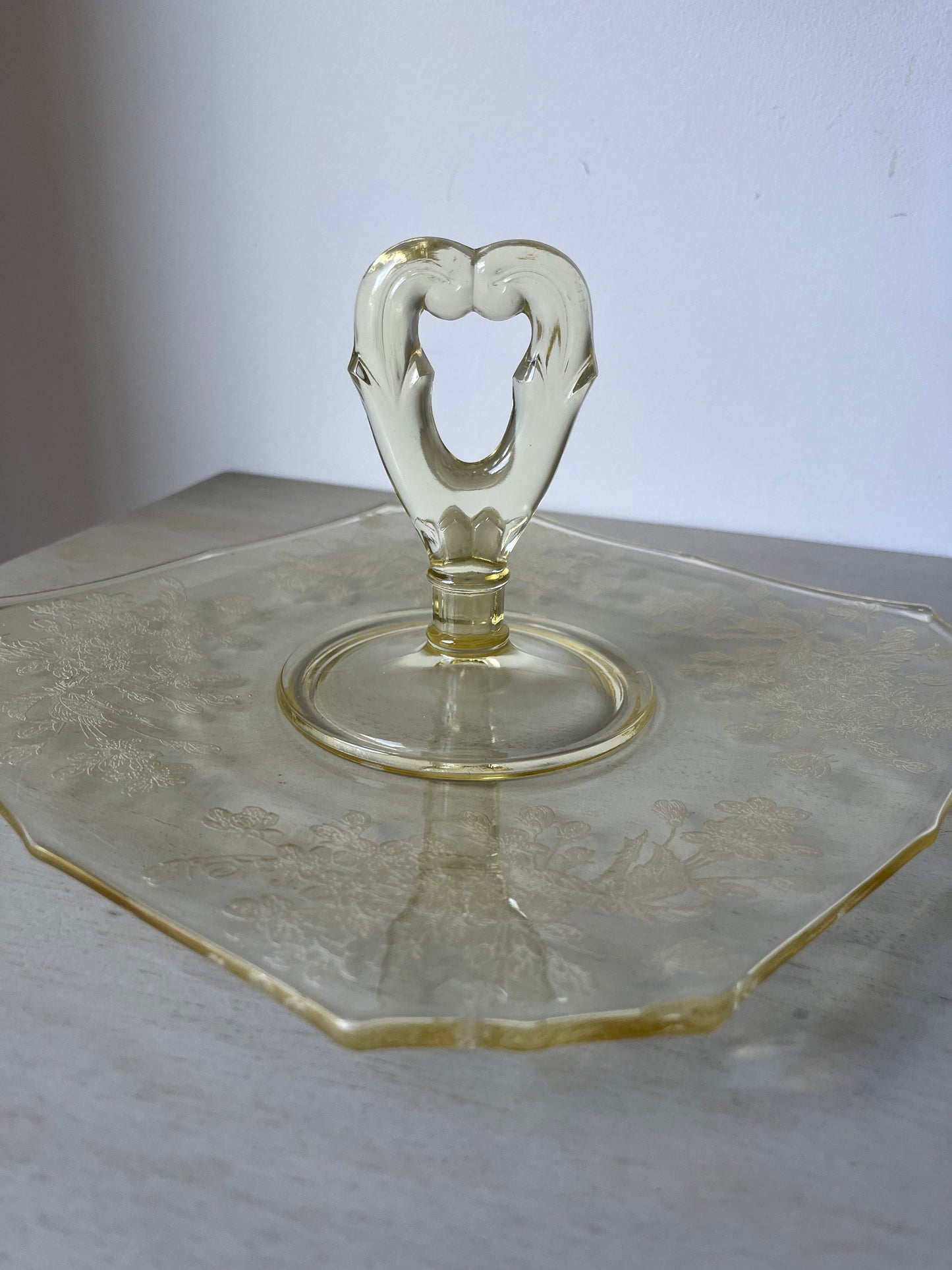 Vintage Paden City yellow square sandwich / high tea tray