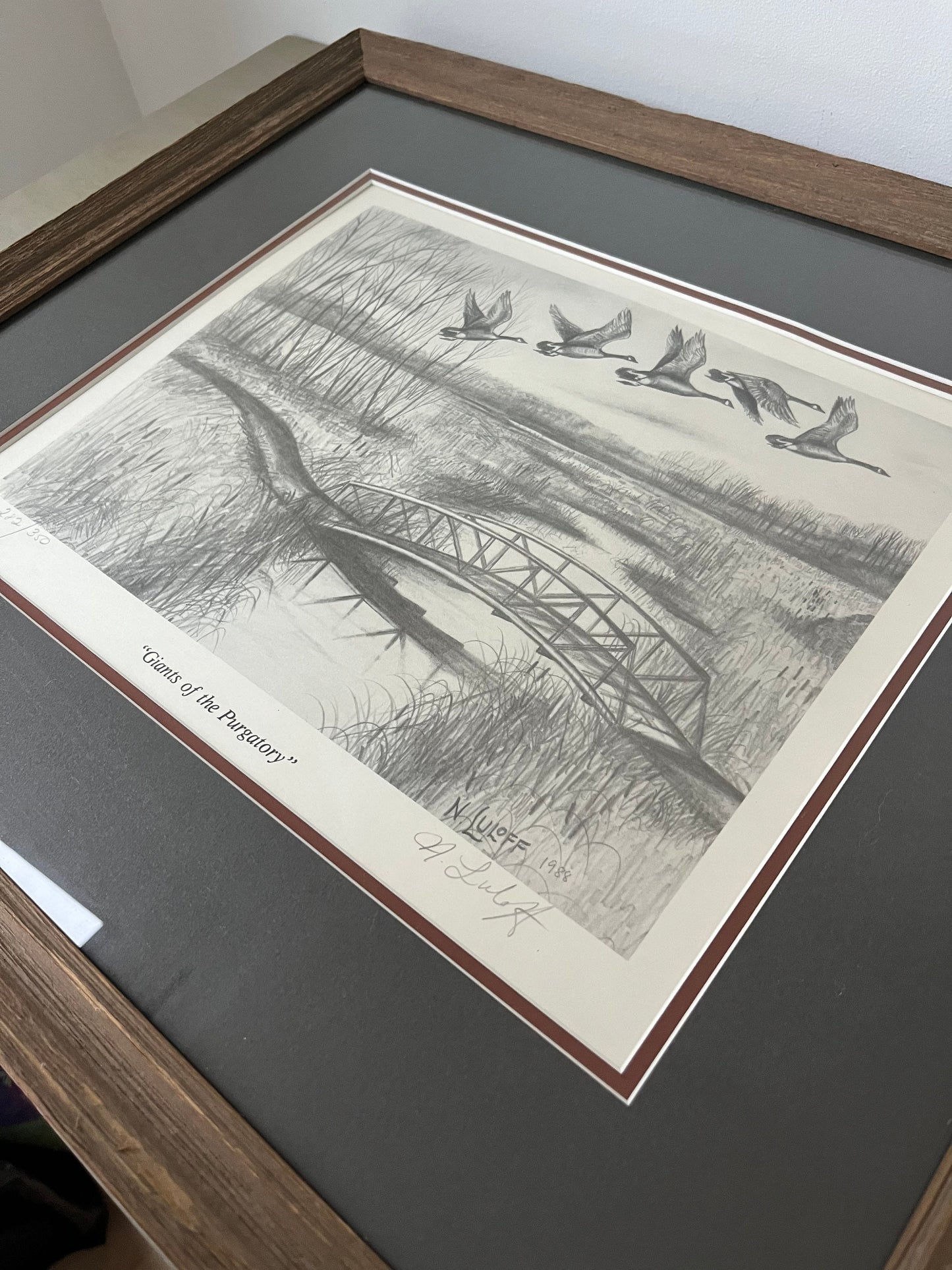 Vintage framed N. Luloff "Giants Of The Purgatory" print
