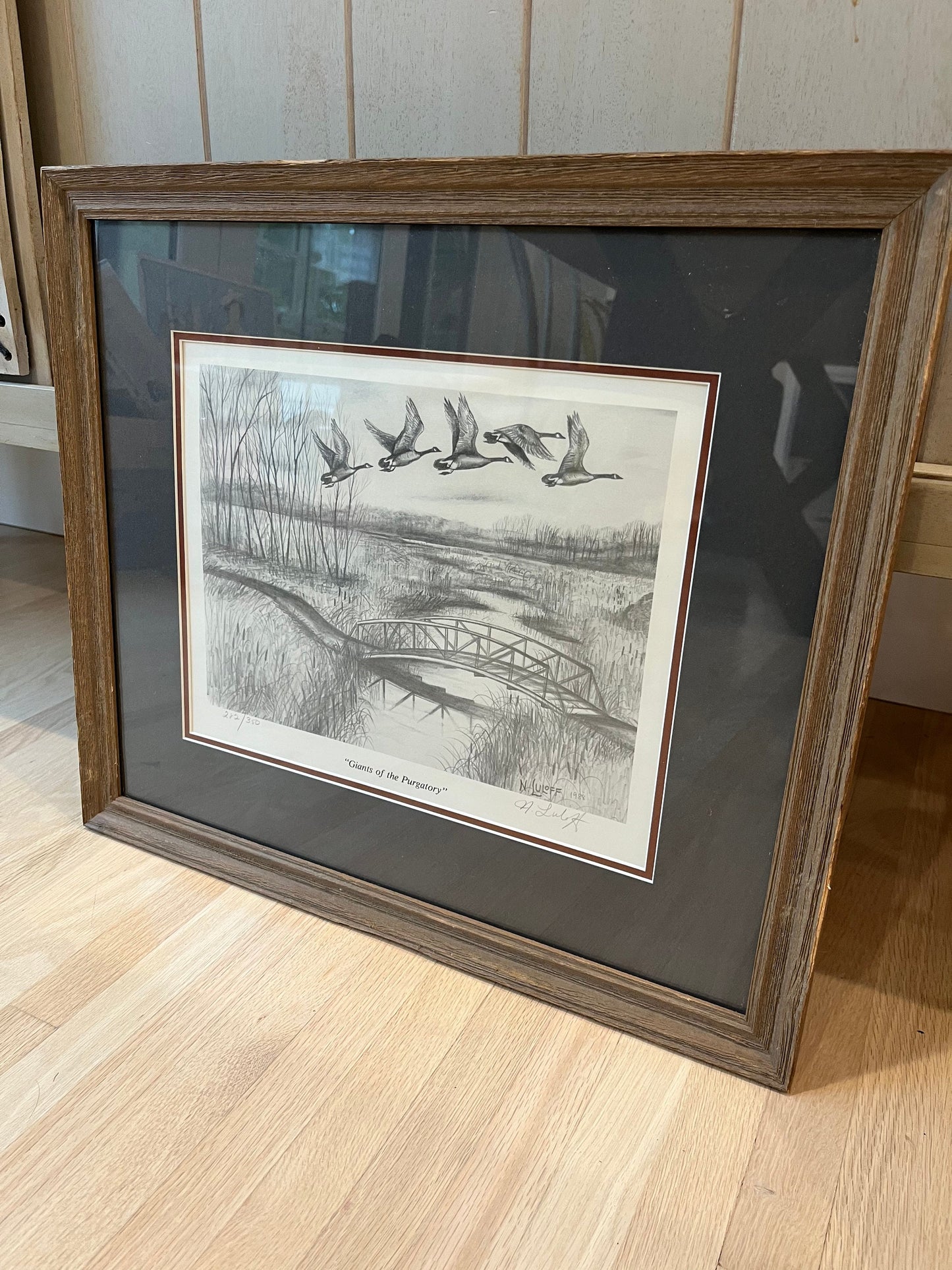 Vintage framed N. Luloff "Giants Of The Purgatory" print