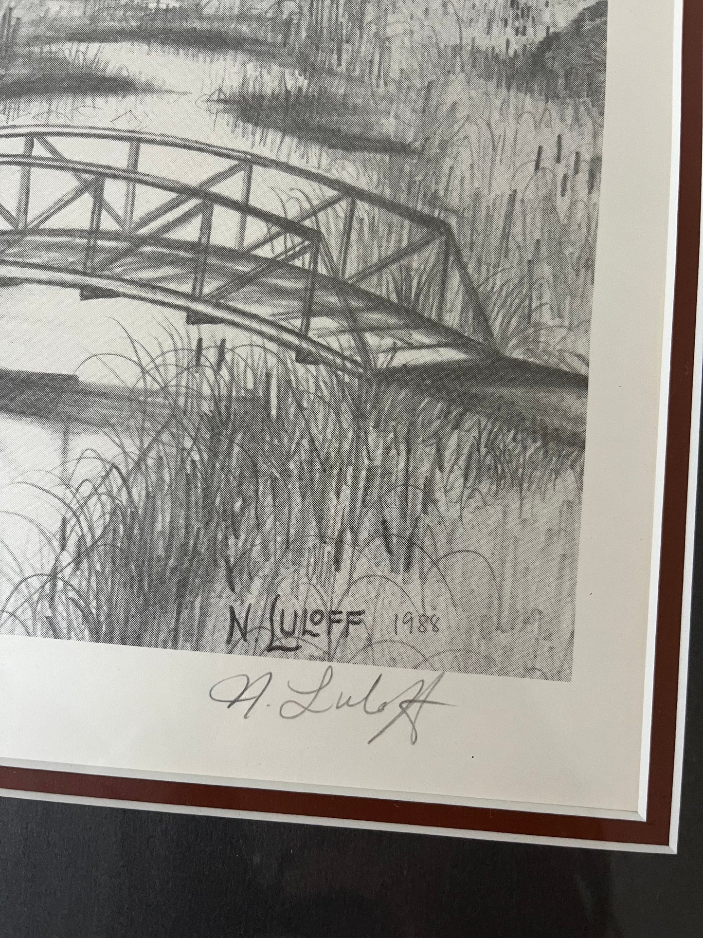 Vintage framed N. Luloff "Giants Of The Purgatory" print