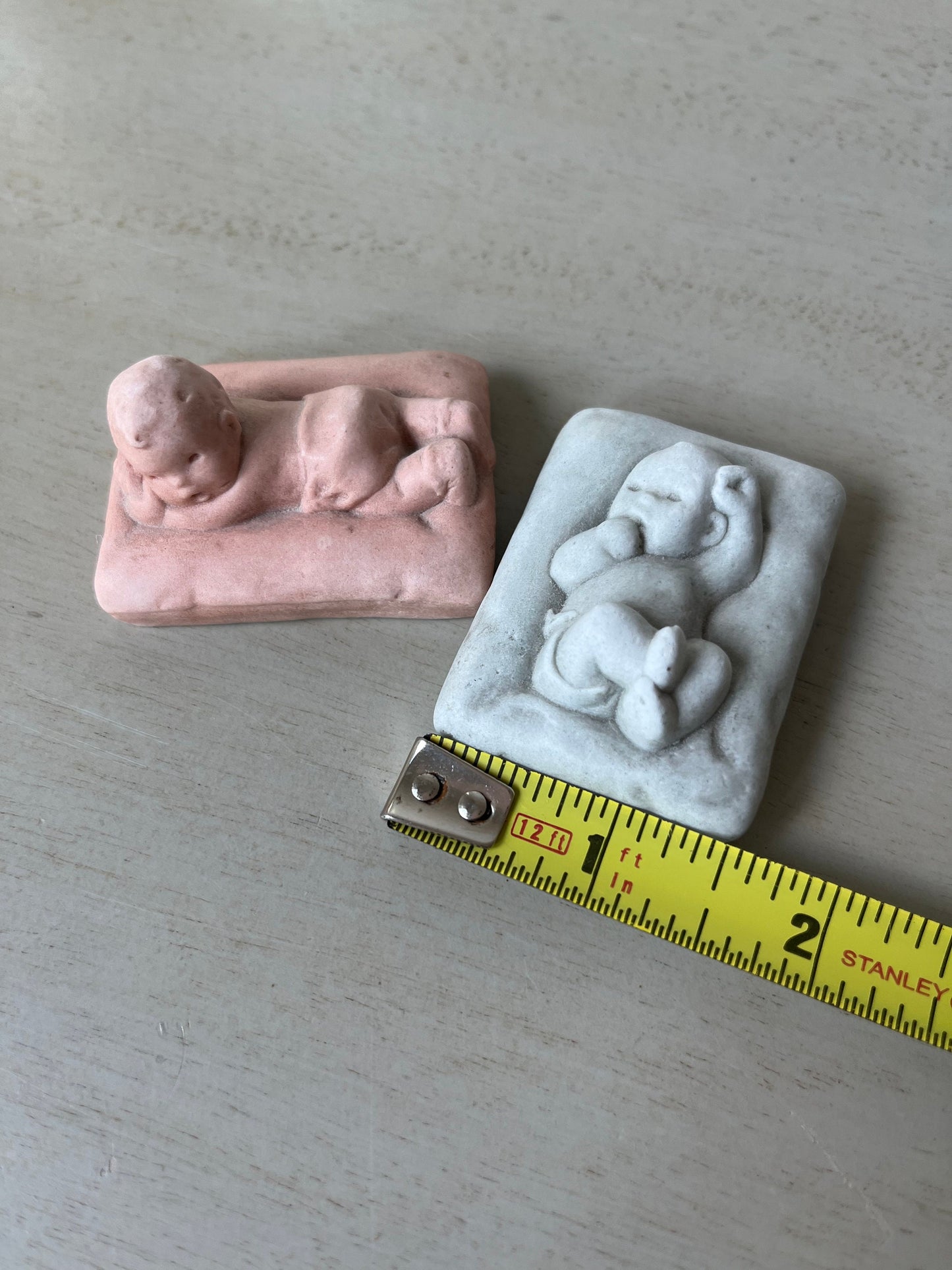 Pair of rare Catherine McCullough 1930 soap stone Kewpie Doll plaques