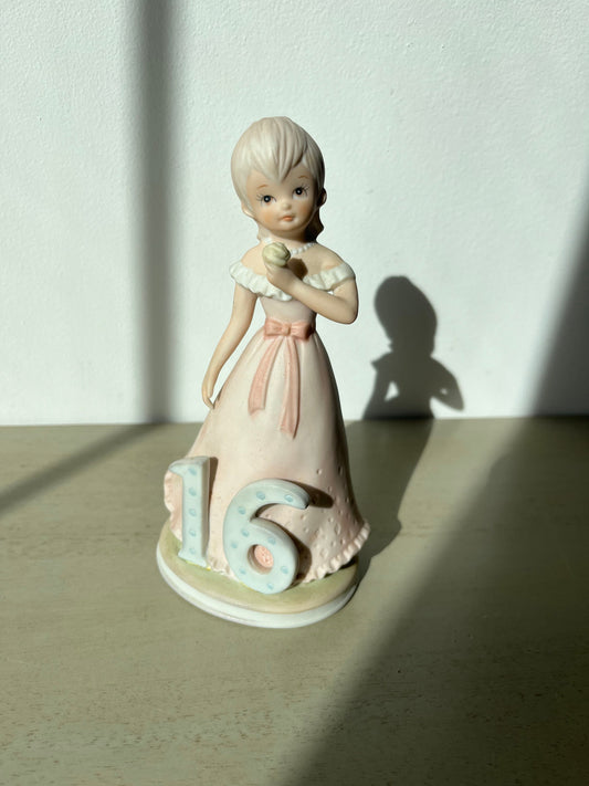 Vintage Lefton ‘Birthday Girl 16 figurine / cake topper