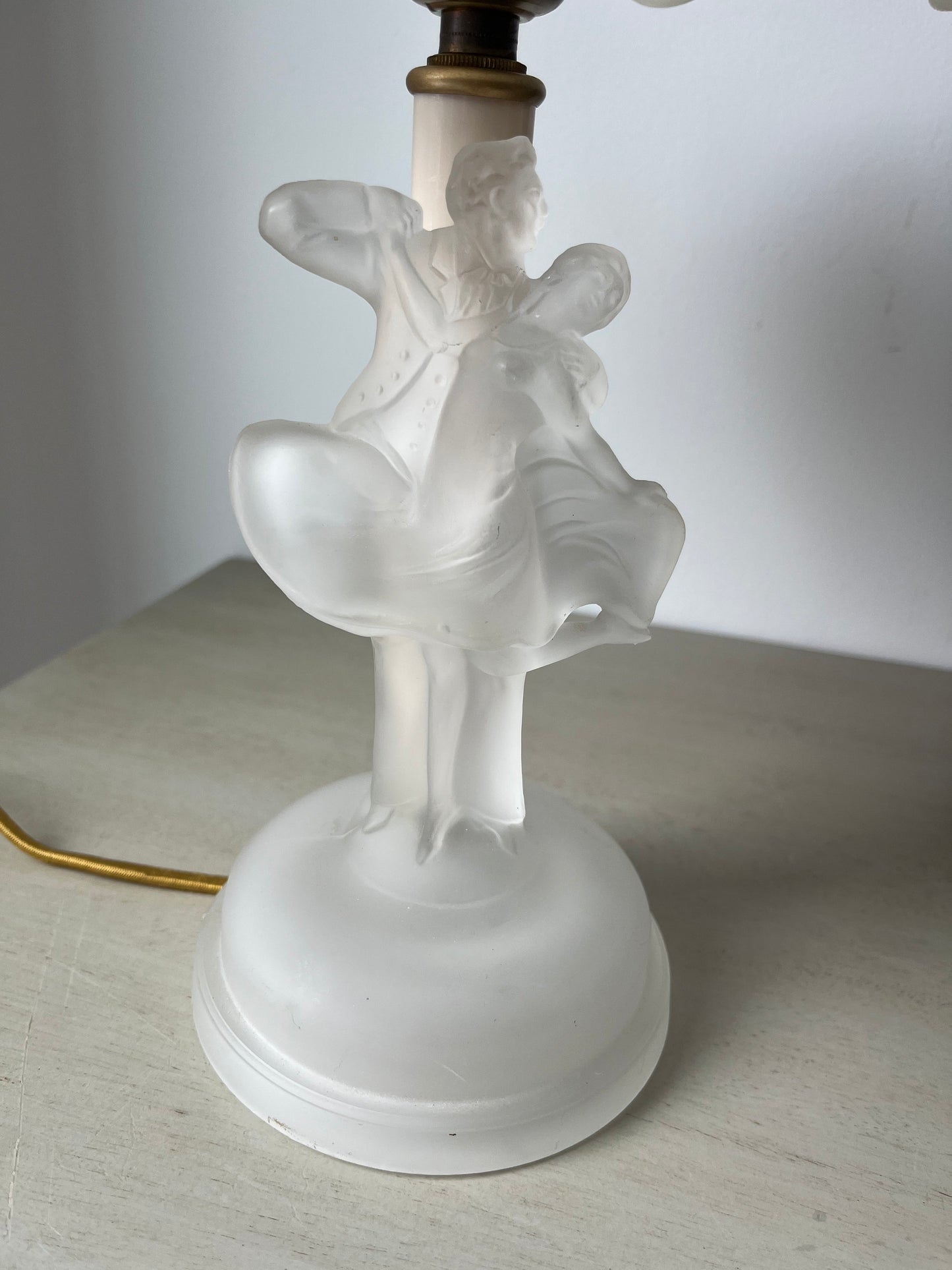 Vintage Art Deco 1930's frosted glass figural table or vanity lamp