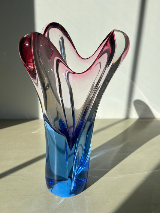 Amazing vintage Czech glass Josef Hospodka Chribska vase