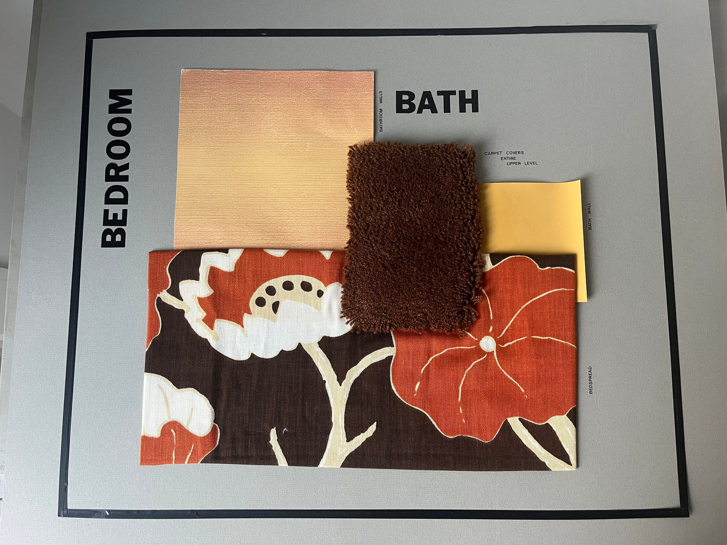 WOW!! Vintage MCM interior design mood boards with material swatches
