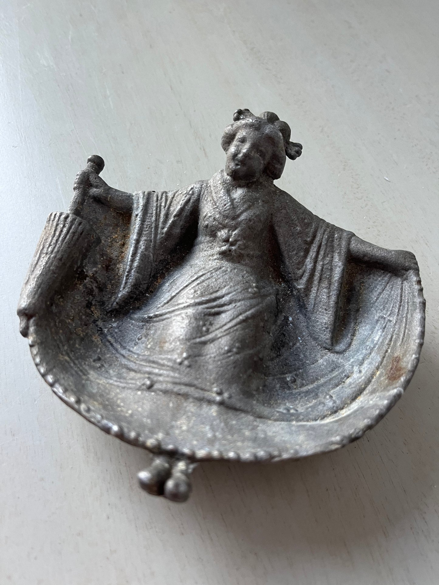Antique metal “risqué geisha ashtray or trinket dish