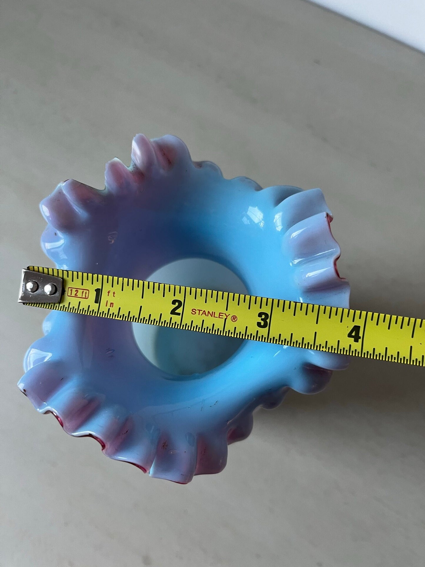 Vintage Fenton Glass Co cased glass   ruffled mouth bud vase
