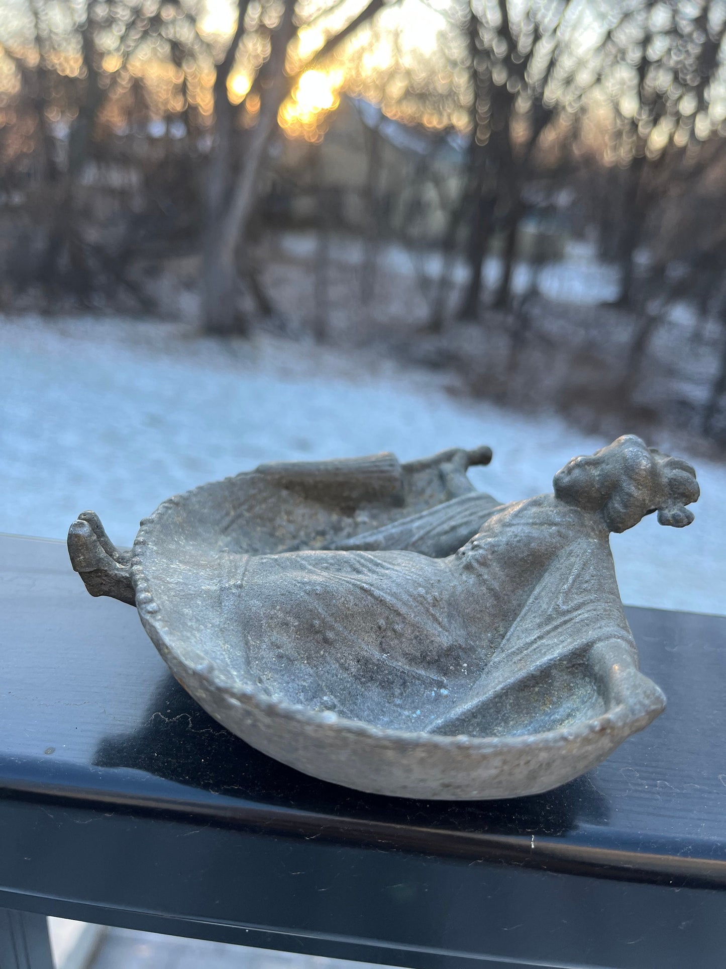 Antique metal “risqué geisha ashtray or trinket dish