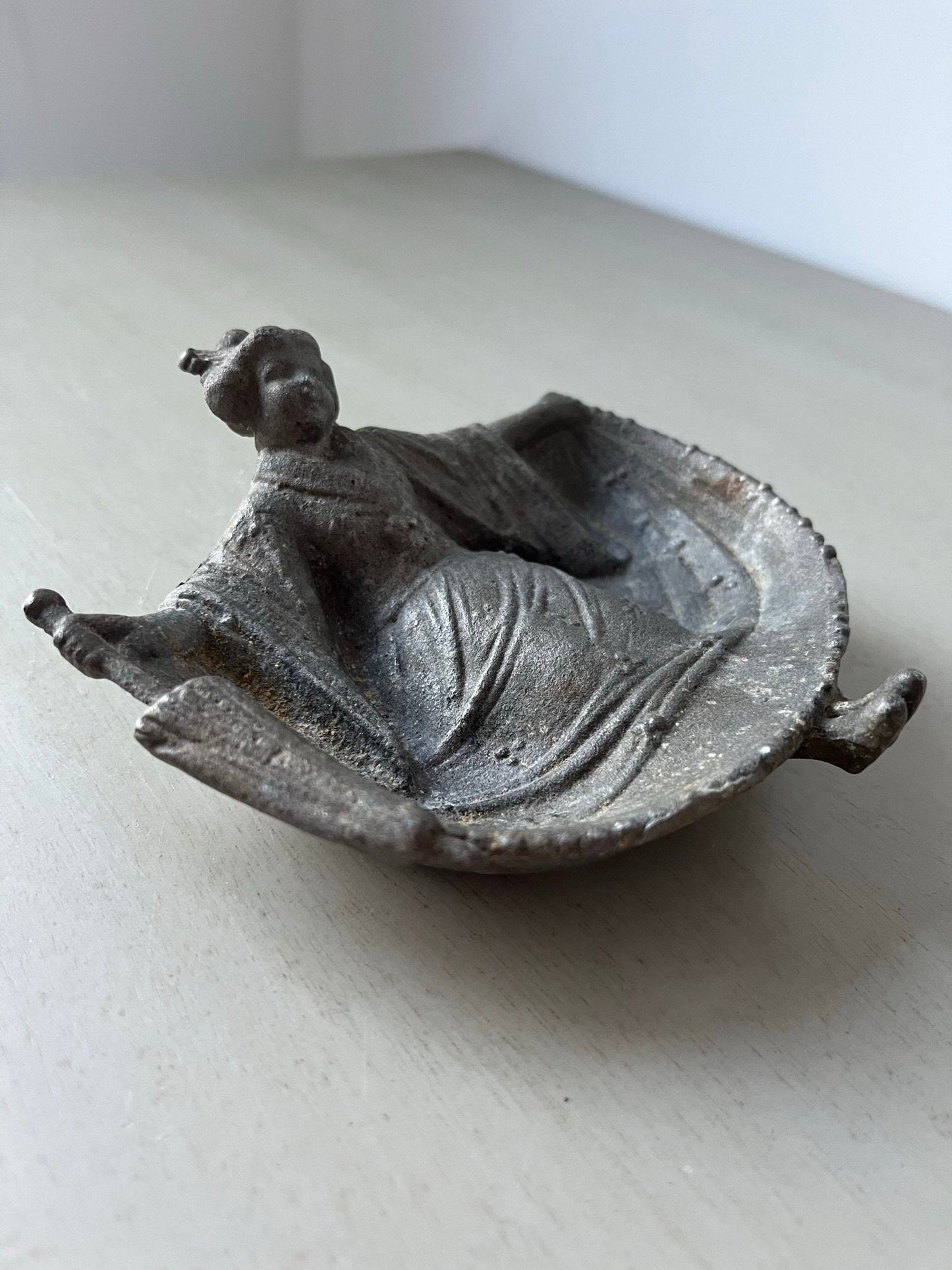 Antique metal “risqué geisha ashtray or trinket dish