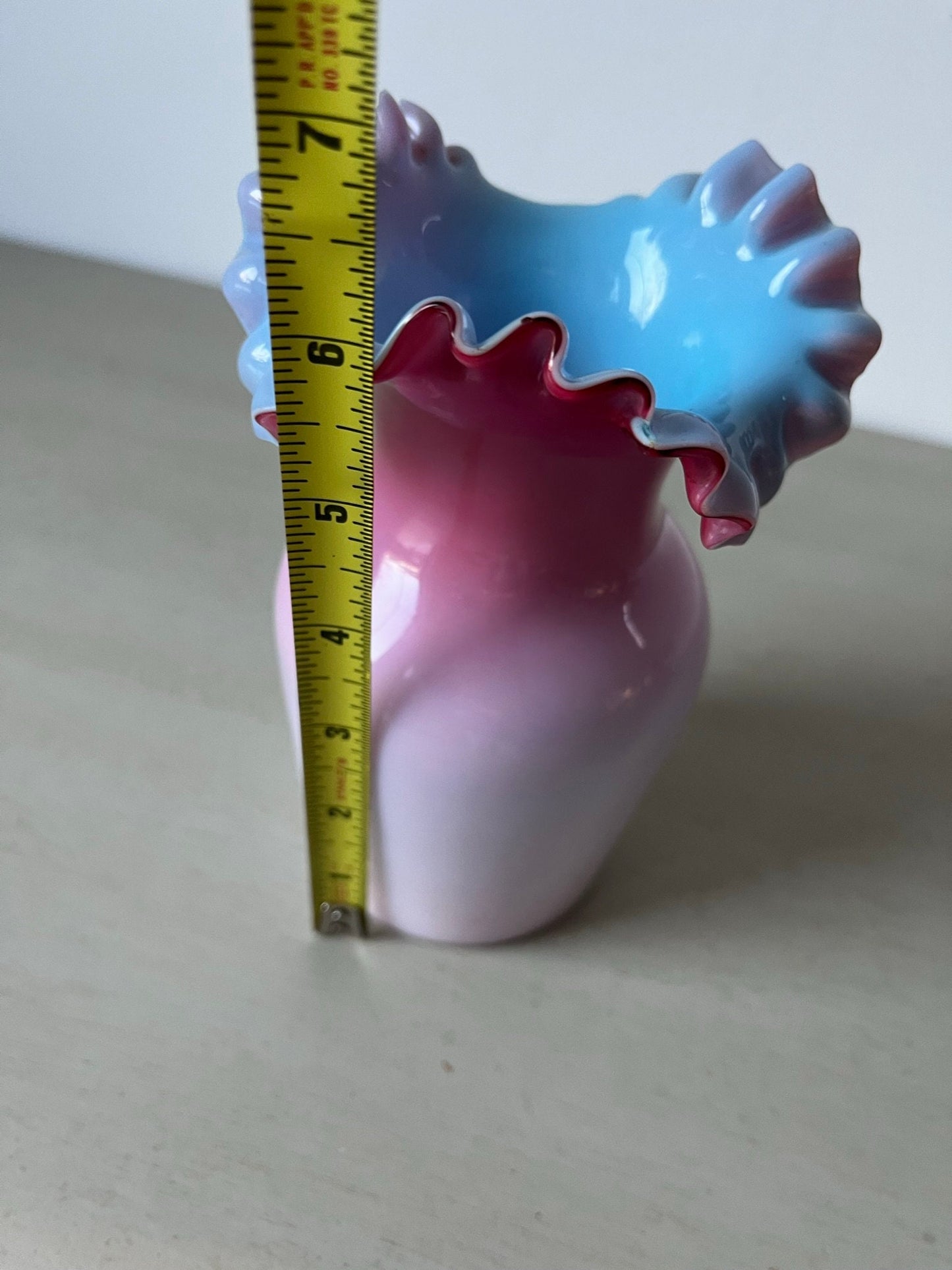 Vintage Fenton Glass Co cased glass   ruffled mouth bud vase