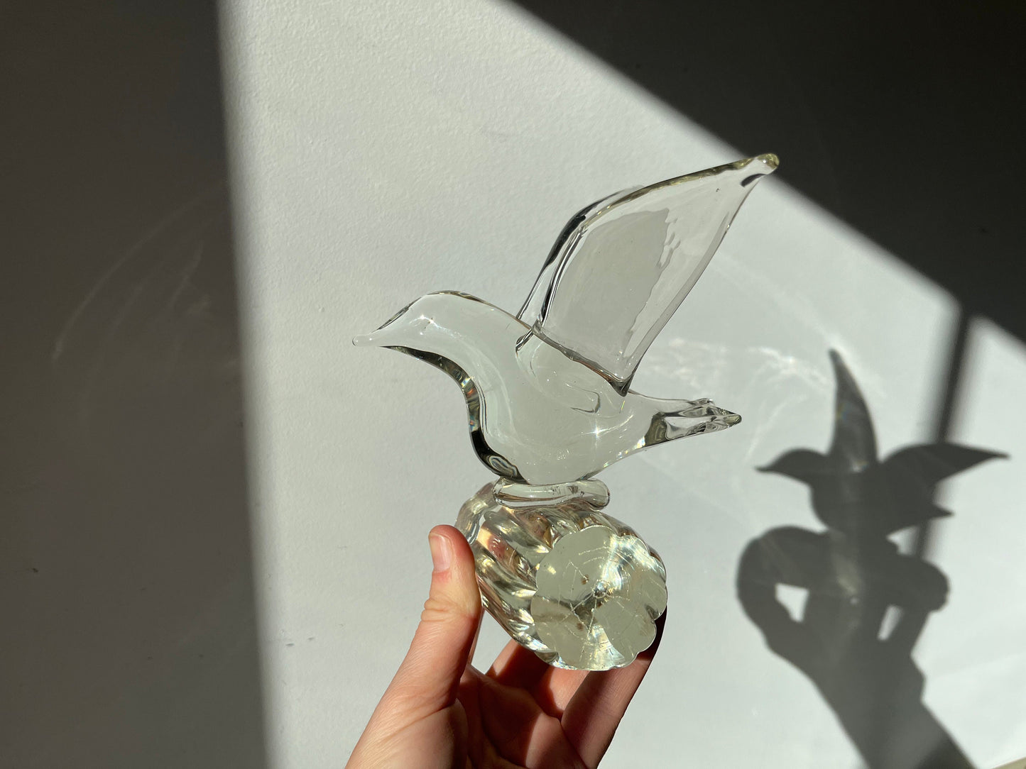 Vintage bird crystal glass figurine