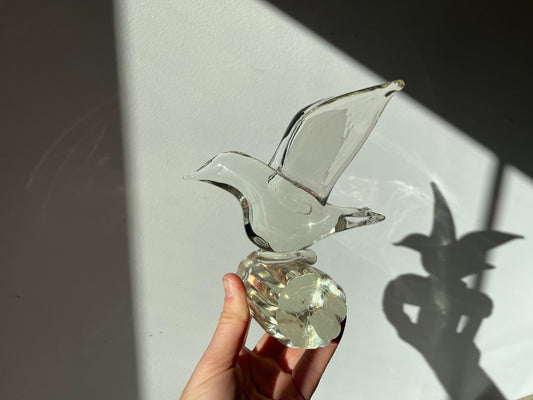 Vintage bird crystal glass figurine
