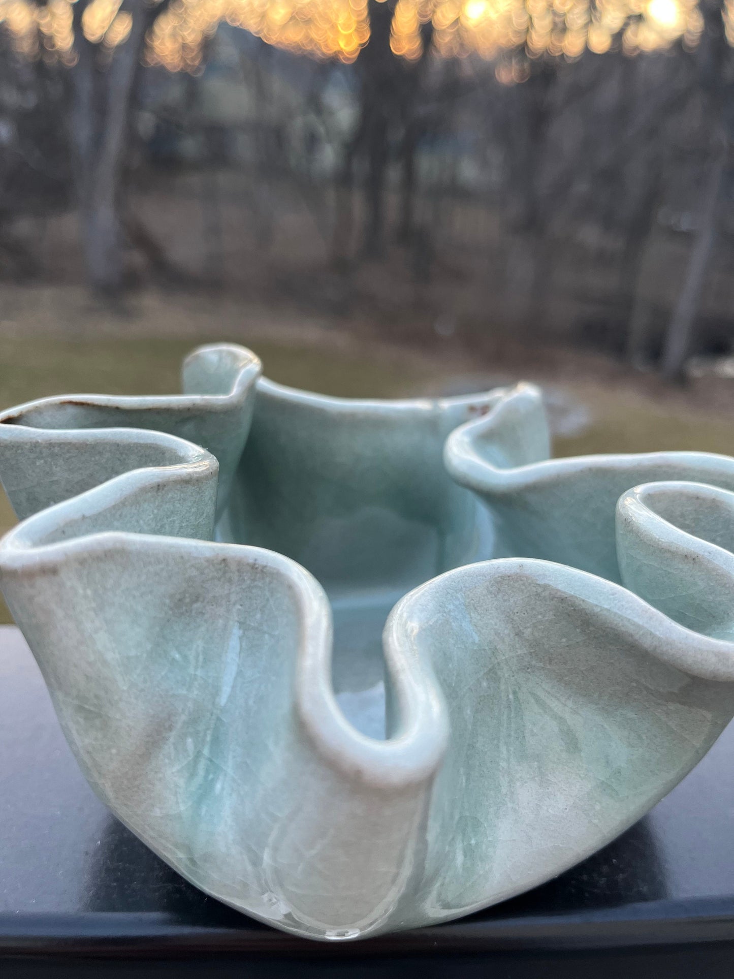 Gorgeous vintage “handkerchief pottery bowl