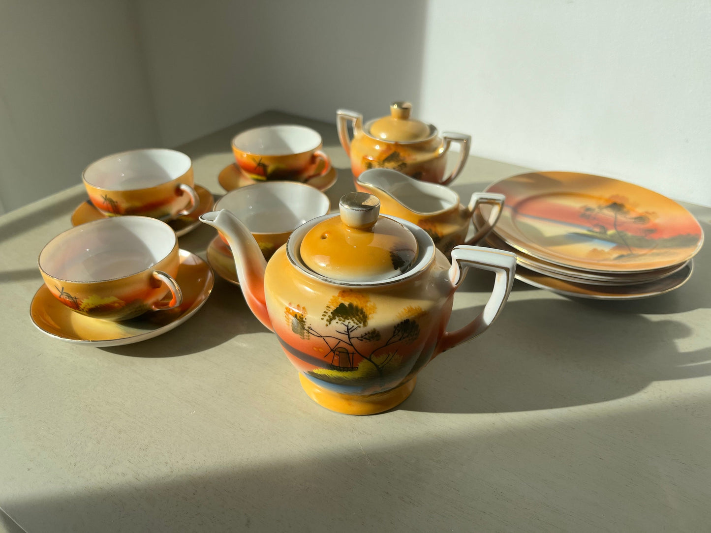 Vintage childrens tea set - windmill scene, made in Japan