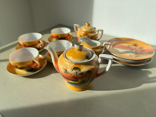 Vintage childrens tea set - windmill scene, made in Japan