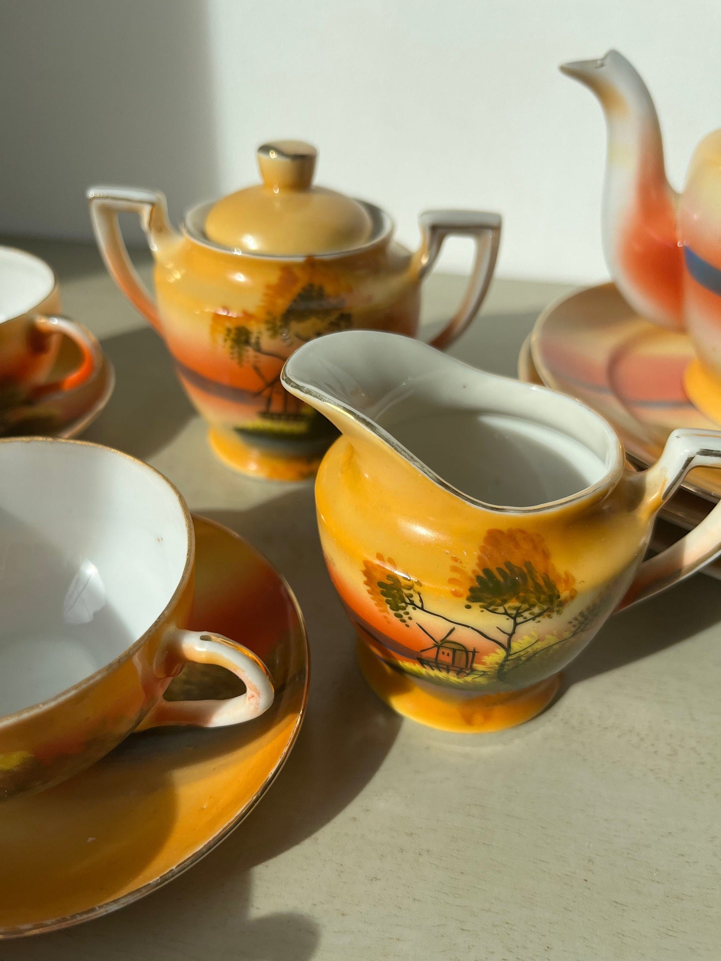 Vintage childrens tea set - windmill scene, made in Japan