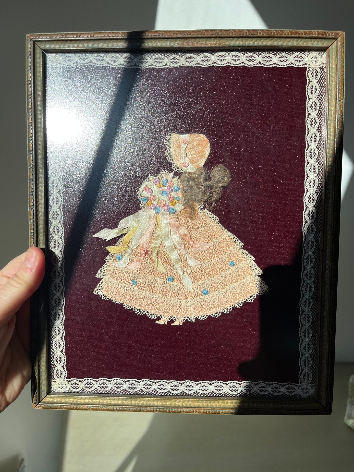 1930s paper and fabric framed doll