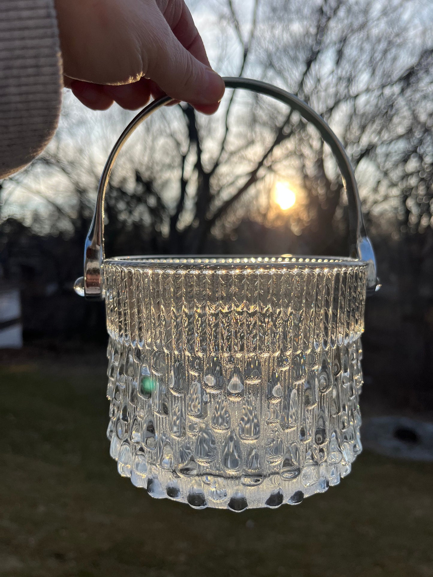 Gorgeous MCM glass rain drop ice bucket
