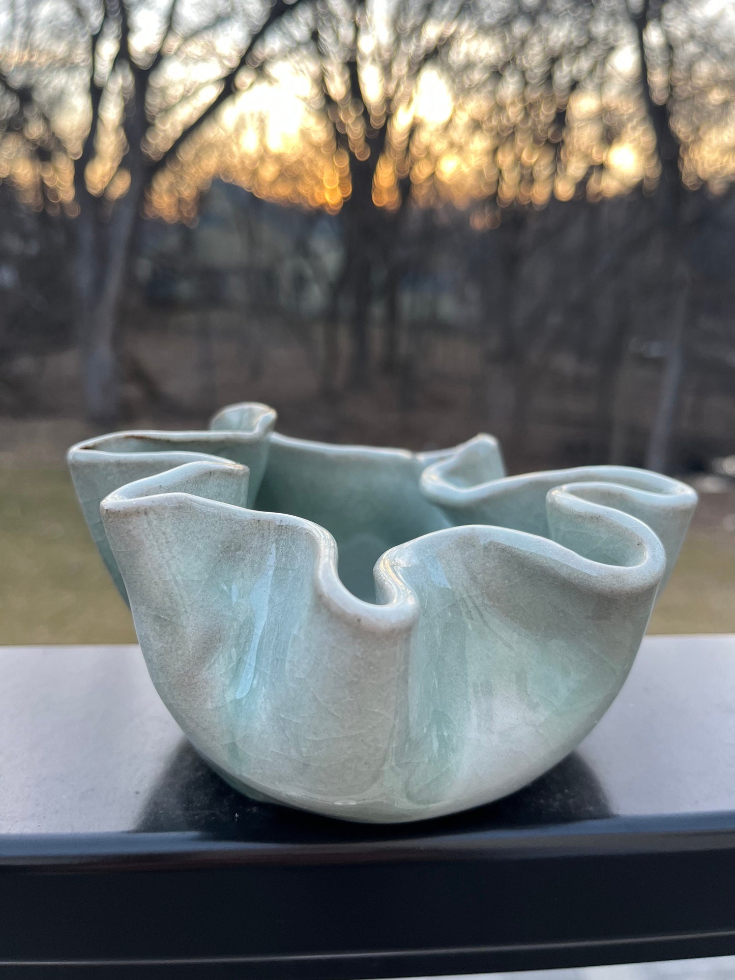 Gorgeous vintage “handkerchief pottery bowl