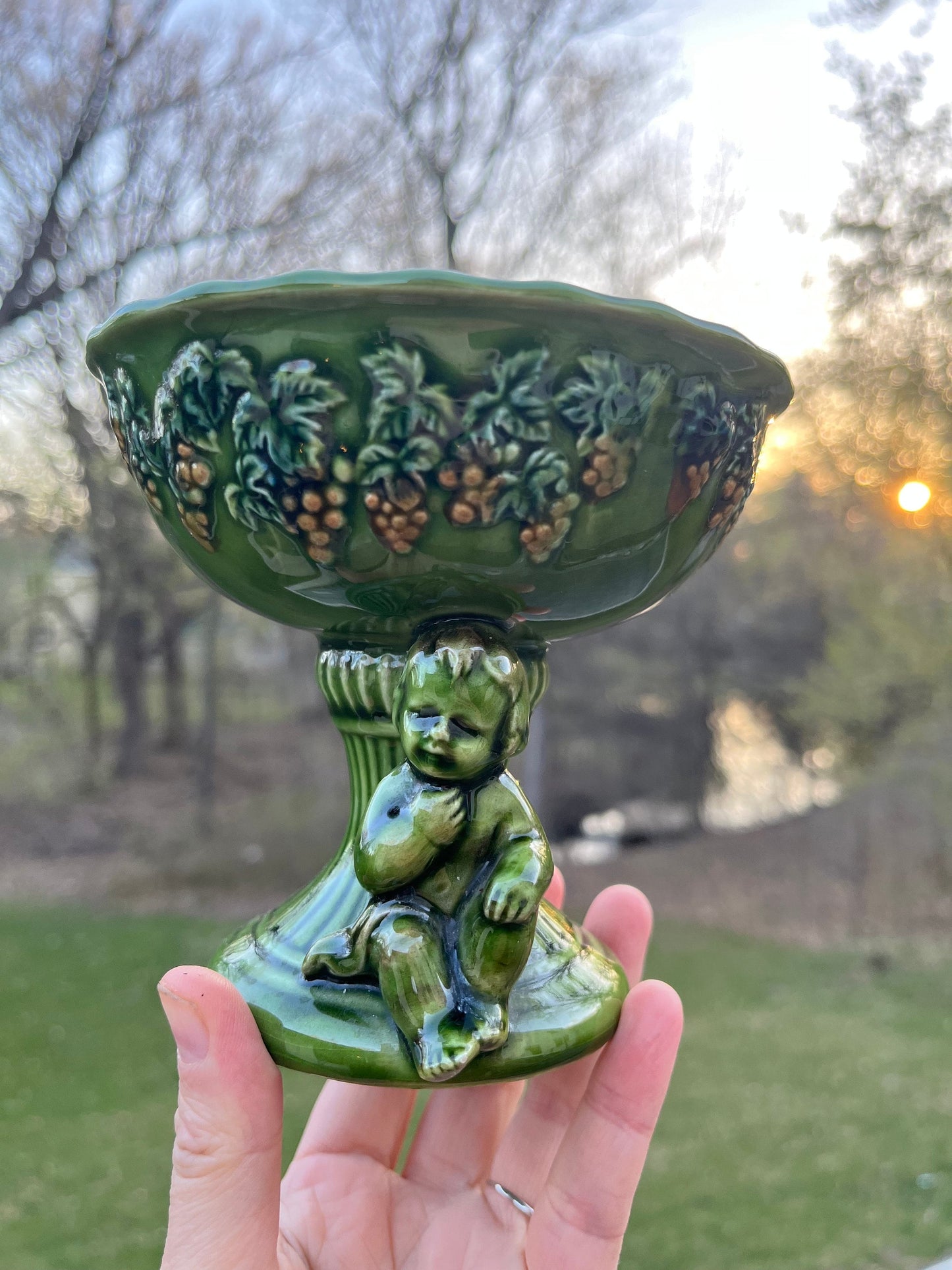 Vintage 1950's LEFTON ceramic cherub candle holder