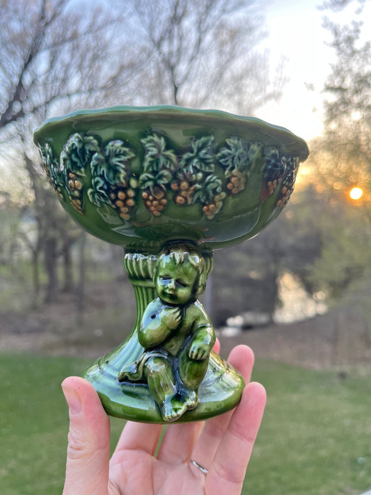 Vintage 1950's LEFTON ceramic cherub candle holder