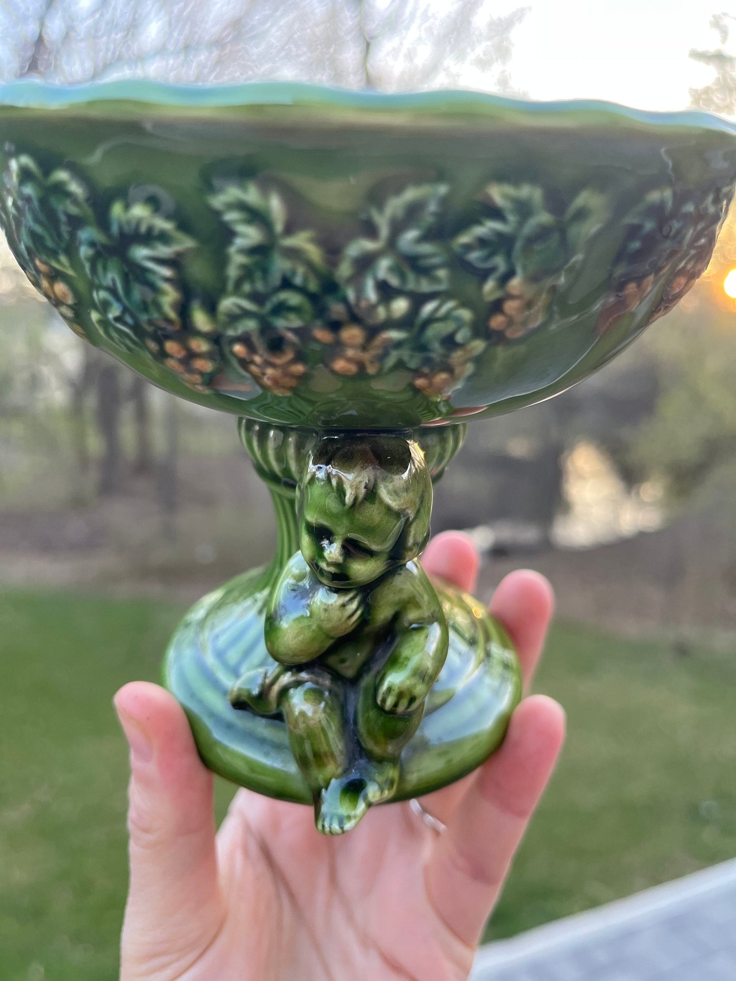 Vintage 1950's LEFTON ceramic cherub candle holder