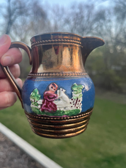 Antique Victorian Copper Luster Creamer  Pearlware