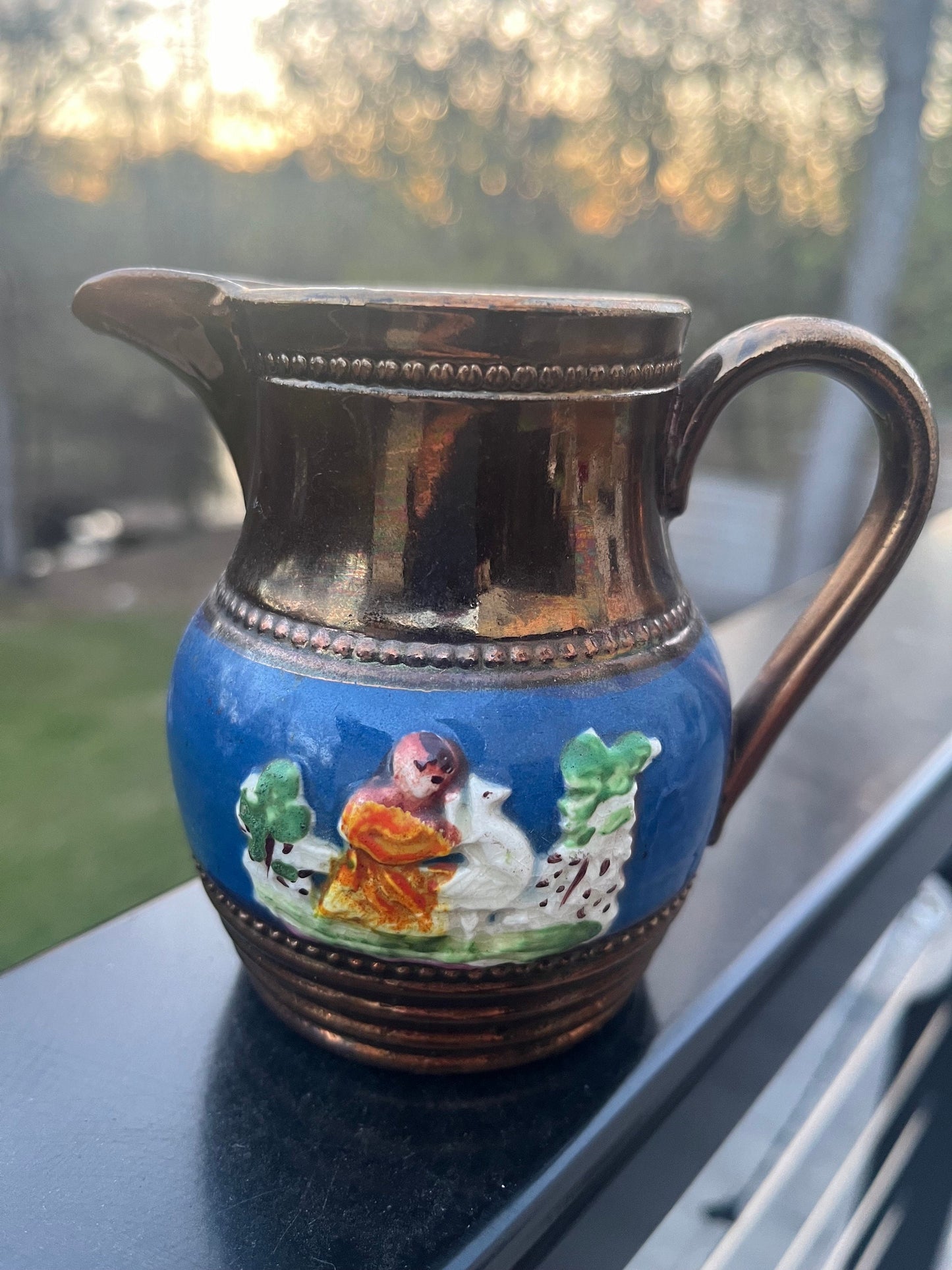 Antique Victorian Copper Luster Creamer  Pearlware