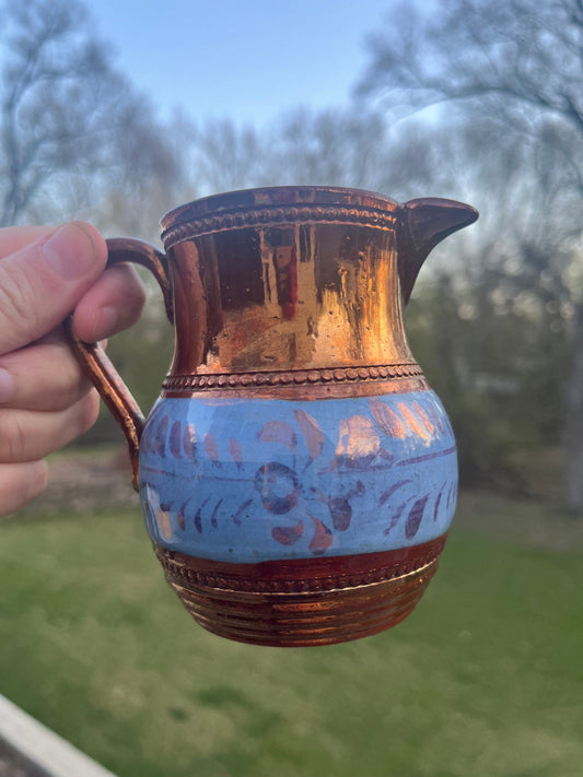 Antique copper lusterware creamer jug