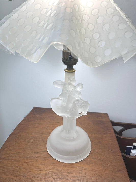 Vintage Art Deco 1930's frosted glass figural table or vanity lamp