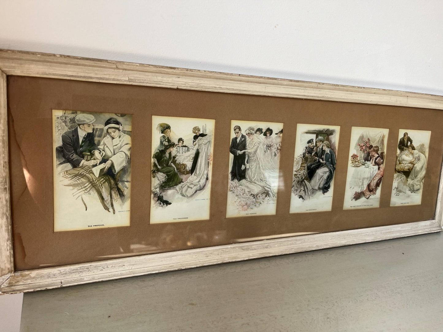 Antique Harrison Fishers “Six Stages of Love framed lithographs