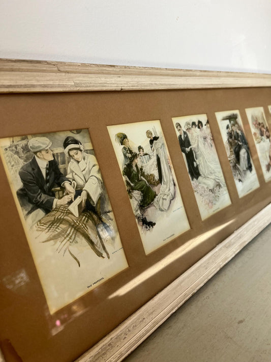 Antique Harrison Fishers “Six Stages of Love framed lithographs