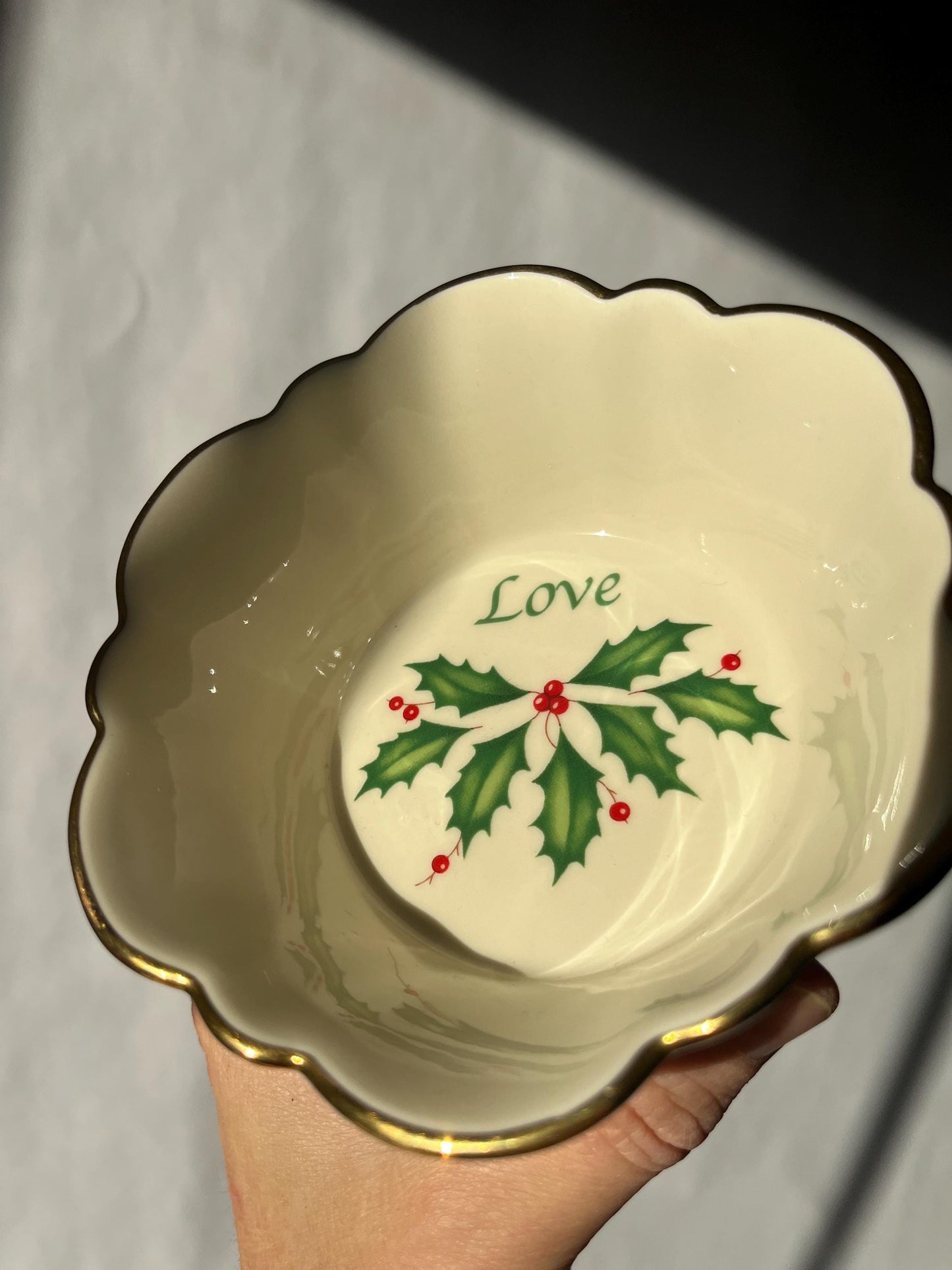 Vintage LENOX Christmas Round Fluted Dish Bowl
