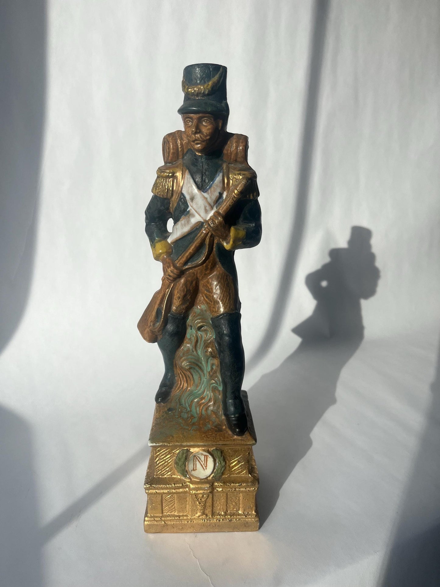 Vintage 1970s Napoleon Soldier red wine bottle / decanter