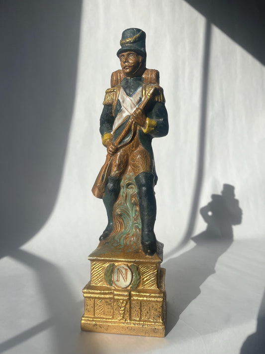 Vintage 1970s Napoleon Soldier red wine bottle / decanter
