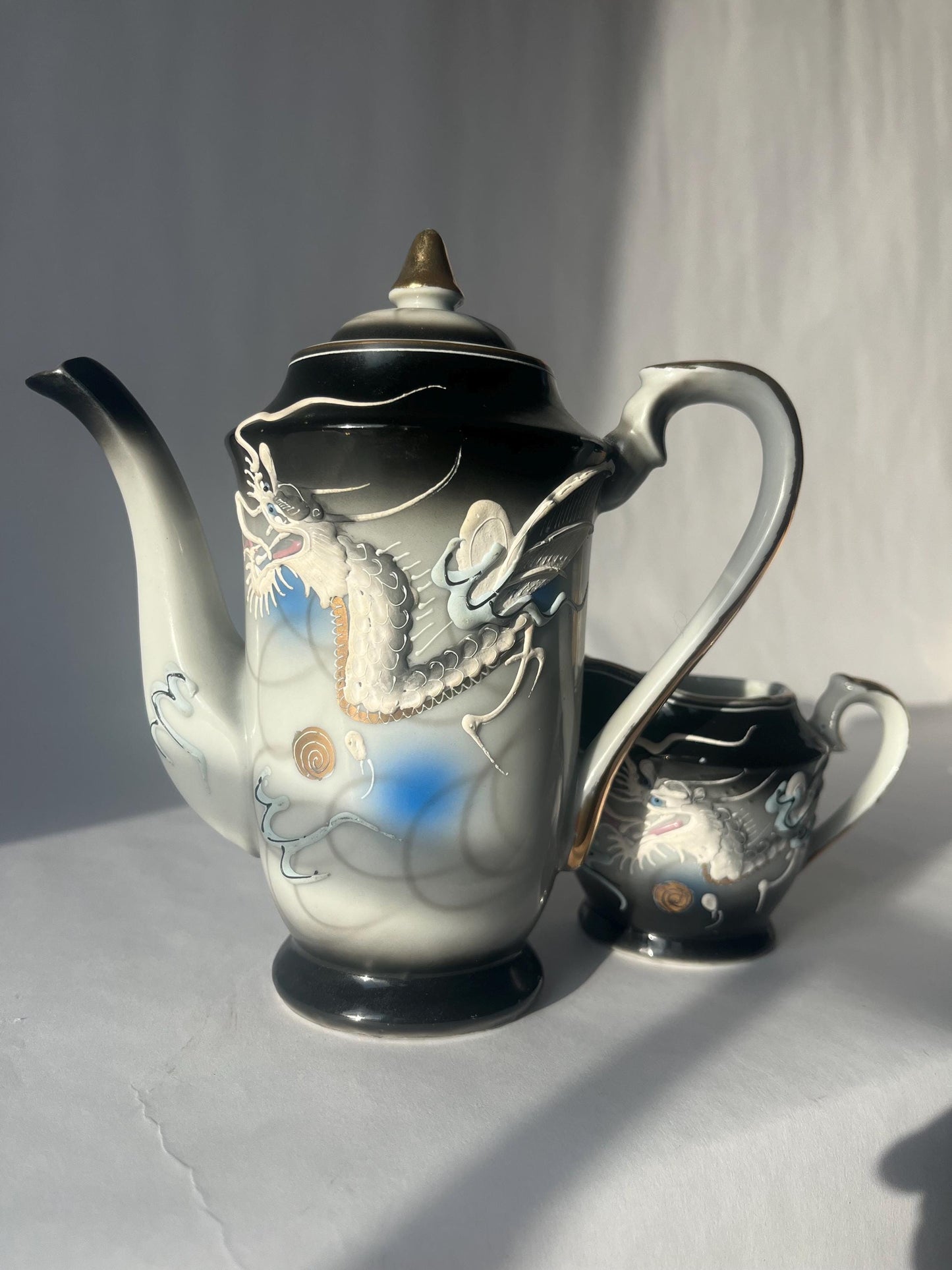 Fantastic vintage hand painted 1950s moriage Dragon Tea Set