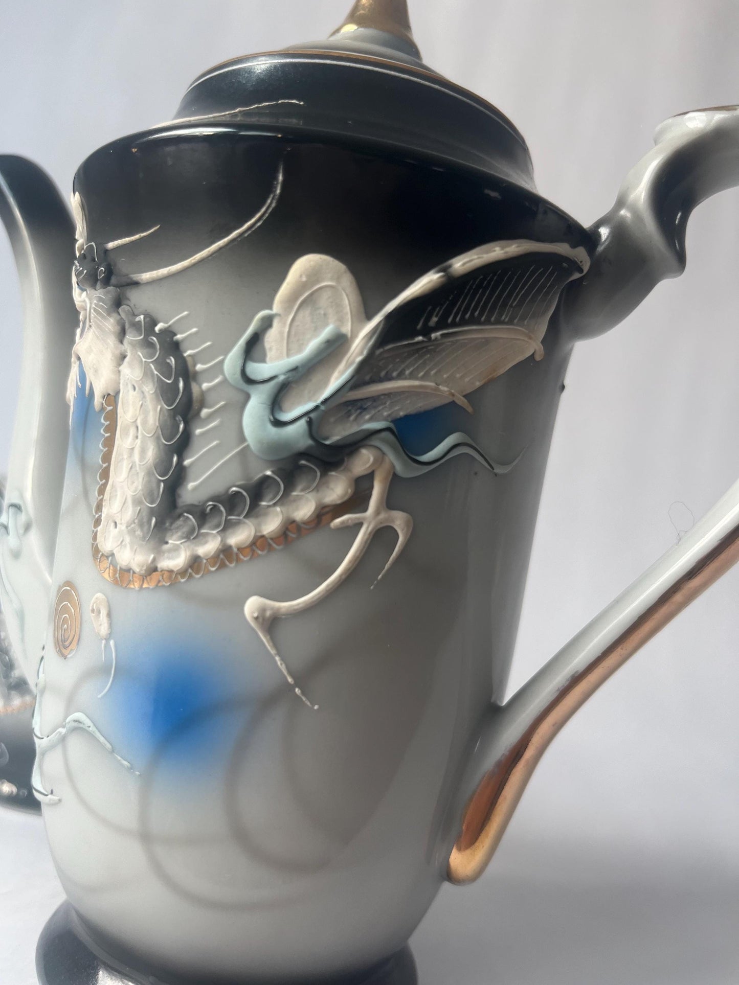 Fantastic vintage hand painted 1950s moriage Dragon Tea Set
