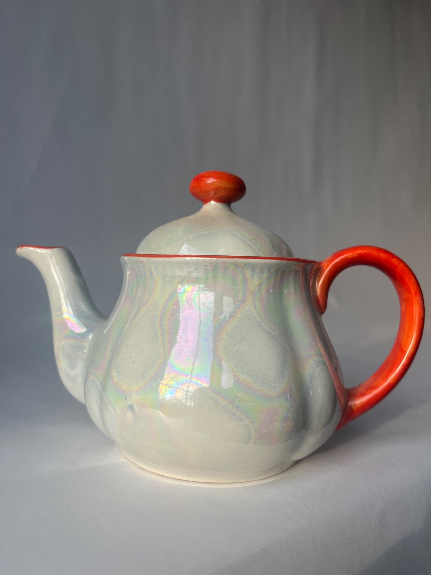 Vintage White Luster Ware Tea Set Teapot and Creamer Made in Czechoslovakia