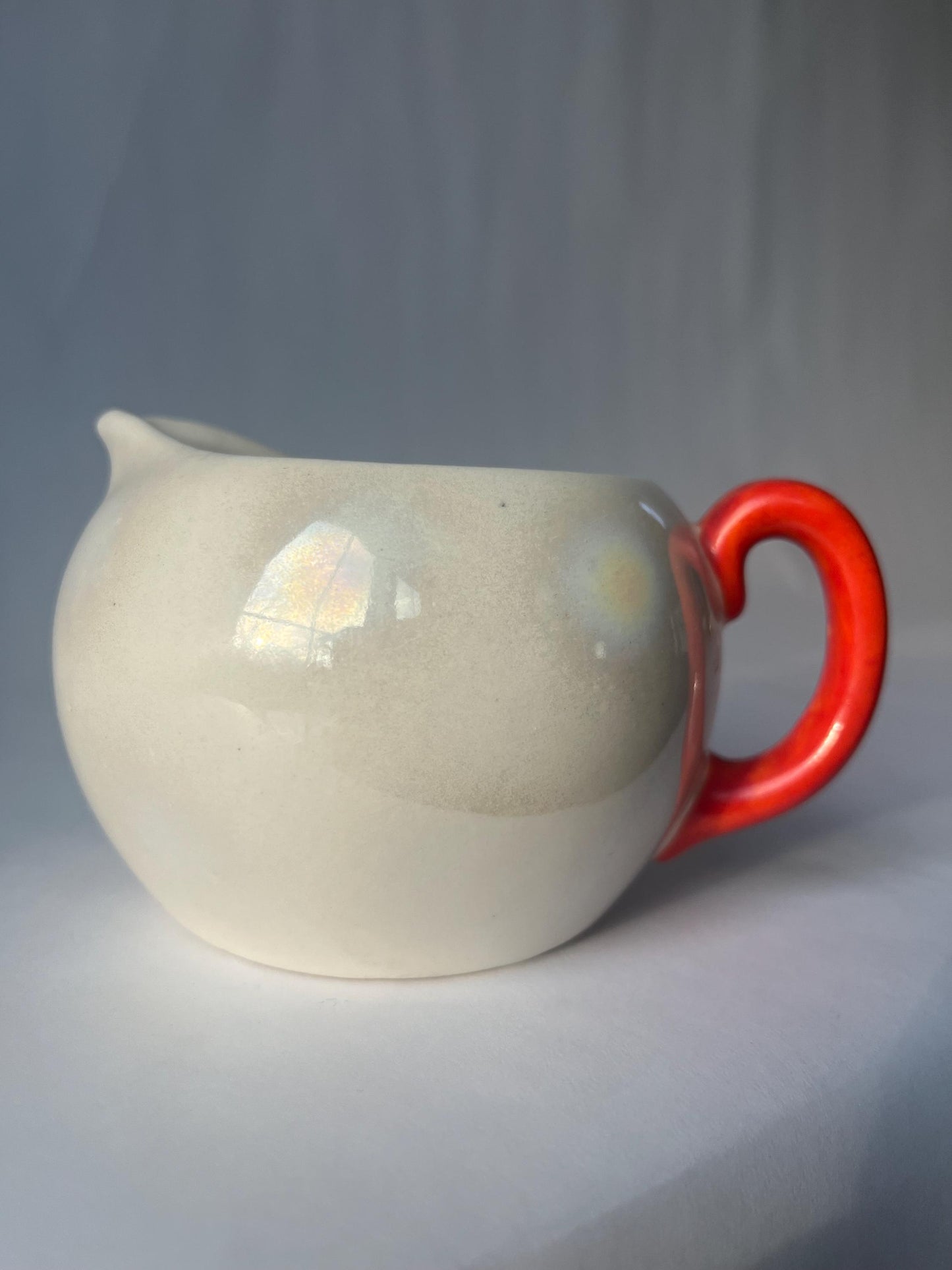 Vintage White Luster Ware Tea Set Teapot and Creamer Made in Czechoslovakia