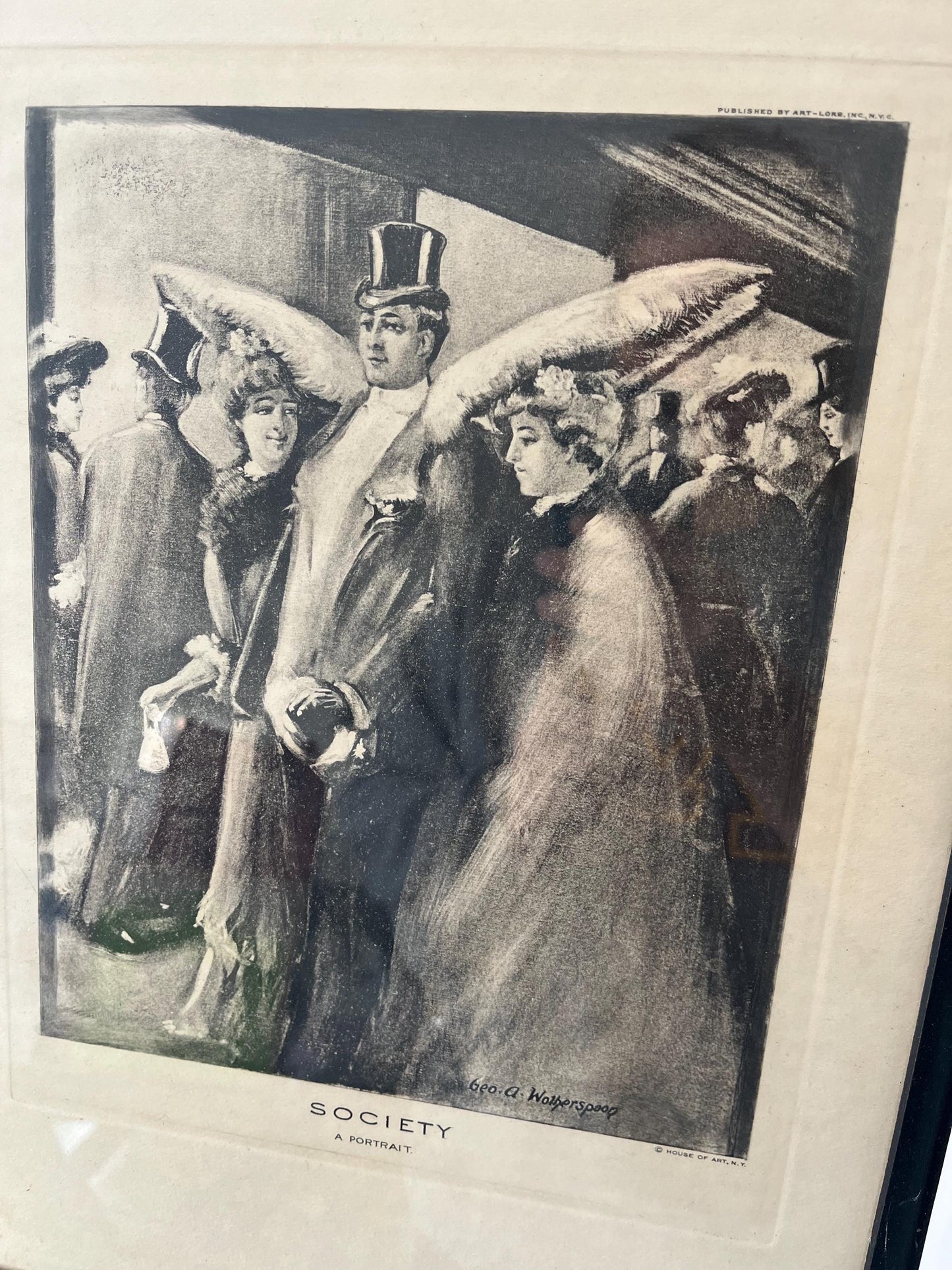 Vintage framed Geo. A. Wotherspoon Etching with a hidden meaning, Society. A Portrait