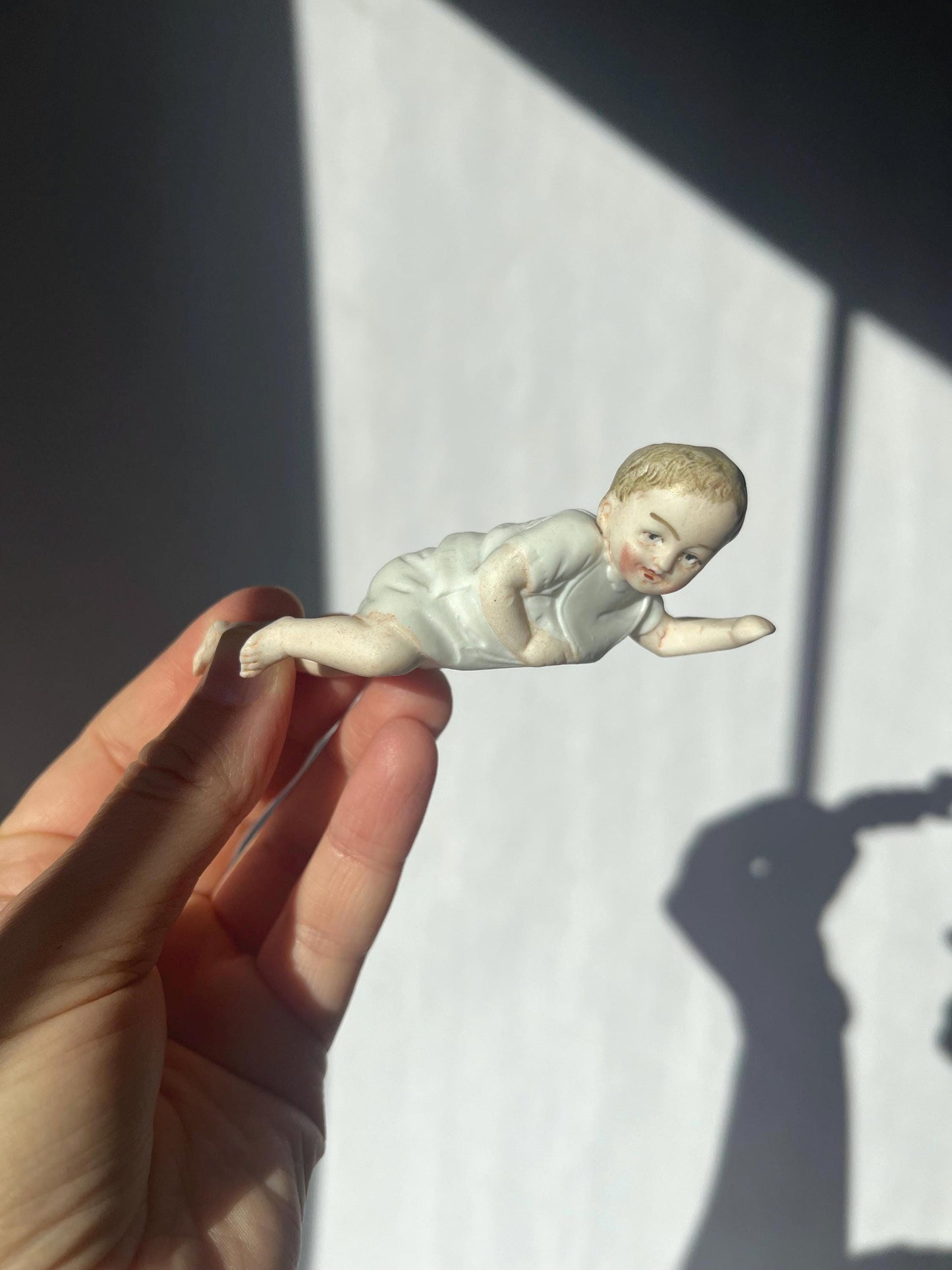 Vintage Porcelain Piano Baby Figurine 3.5 inches long