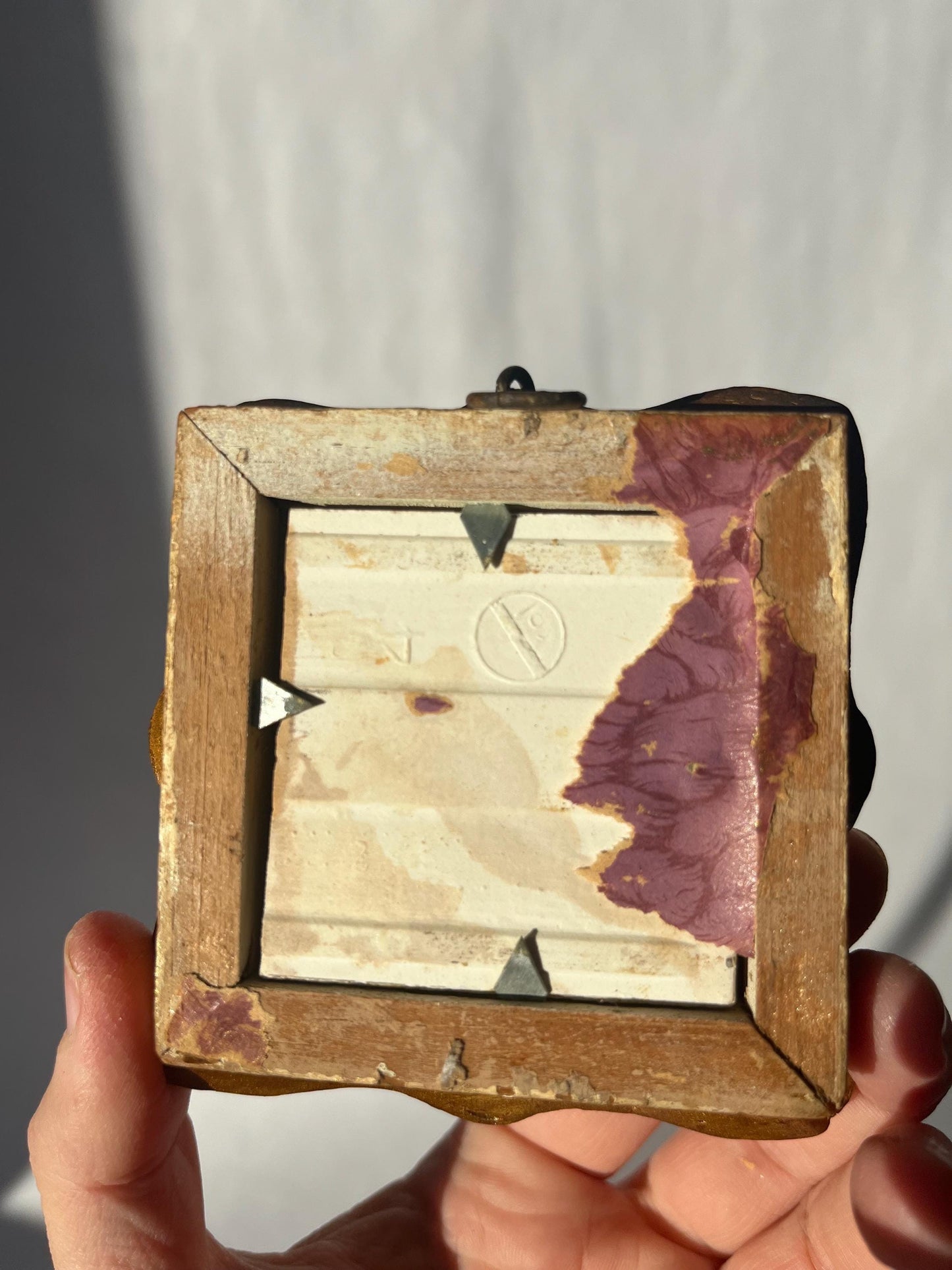 Antique Victorian hand painted mini framed tiles