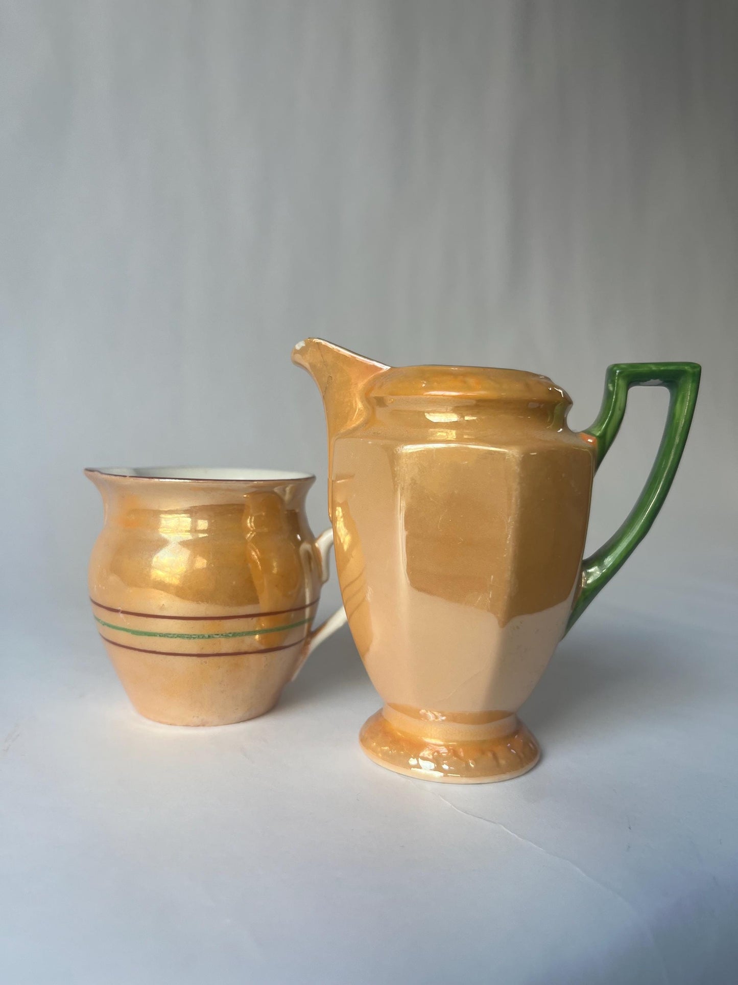 Vintage 1930s lusterware creamers made in Czechoslovakia