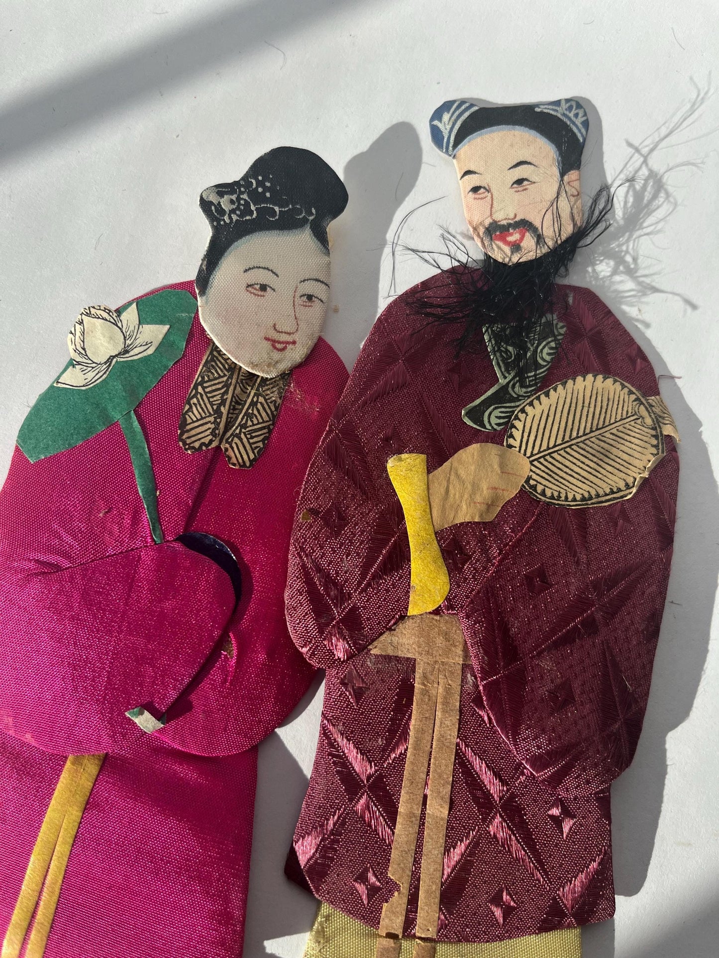 Vintage paper silk handmade oriental figurines