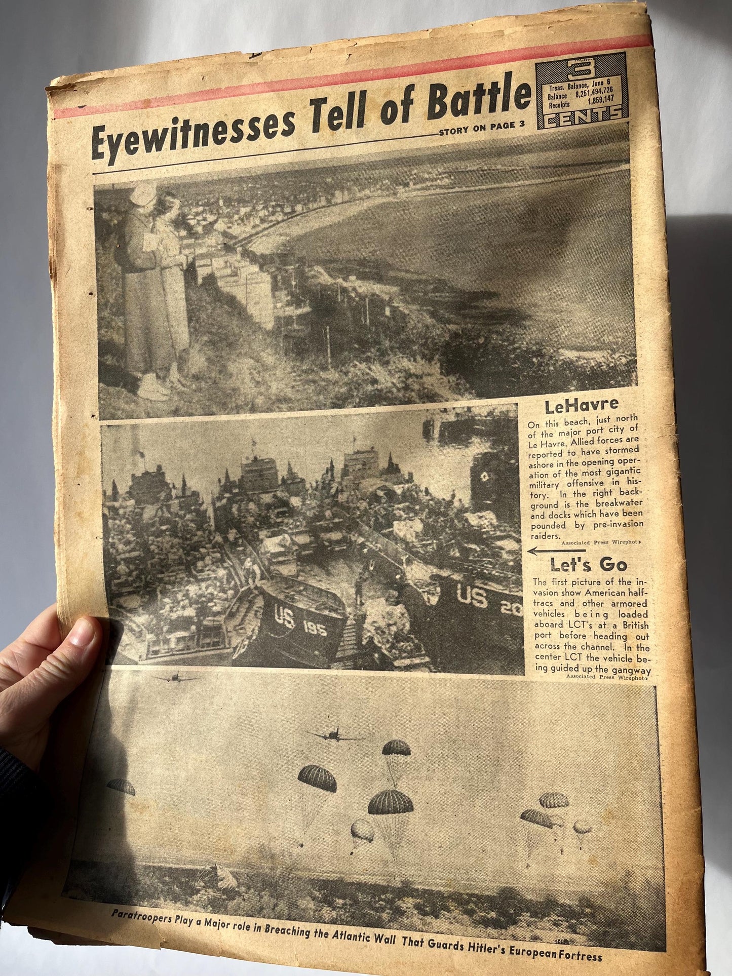 Vintage June 6 1944 D-Day Edition Newspaper