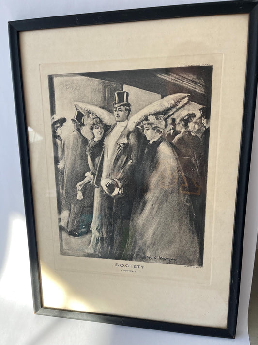 Vintage framed Geo. A. Wotherspoon Etching with a hidden meaning, Society. A Portrait