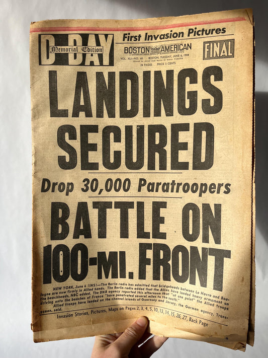 Vintage June 6 1944 D-Day Edition Newspaper